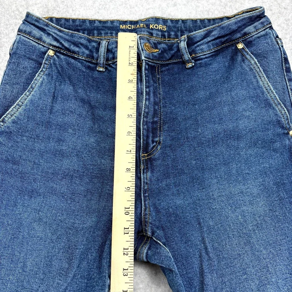 Michael Kors Jeans Womens 12 Blue Denim High Rise Flared Leg Minimalist Retro